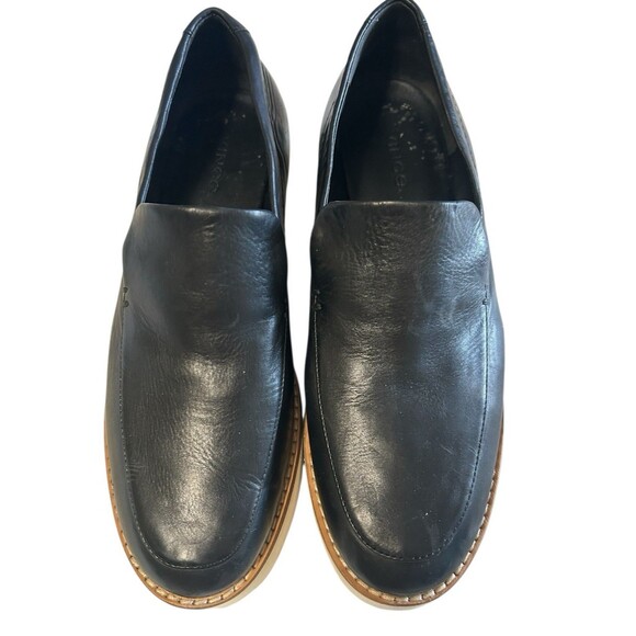 Vince Womens 6.5M Zeta Platform Loafers Leather Black Slip On  Wedge Shoes - Picture 5 of 13